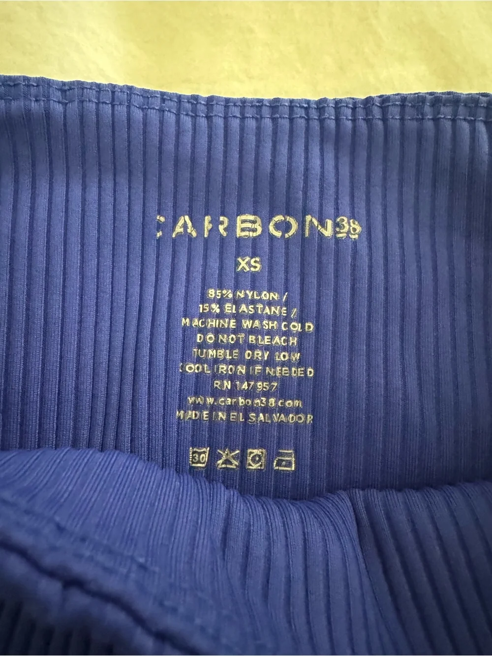Carbon38 Ribbed High-Rise Leggings in Cobalt Blue - Picture 3 of 4